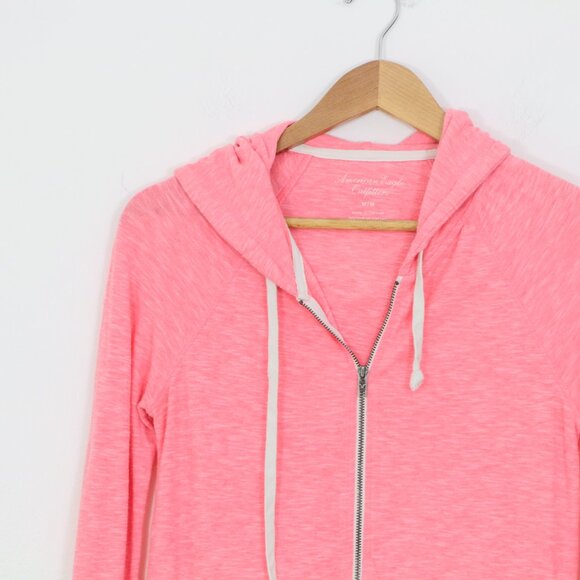 *American Eagle Outfitters Pink Long Sleeve Zip Up Sweater - Picture 5 of 7